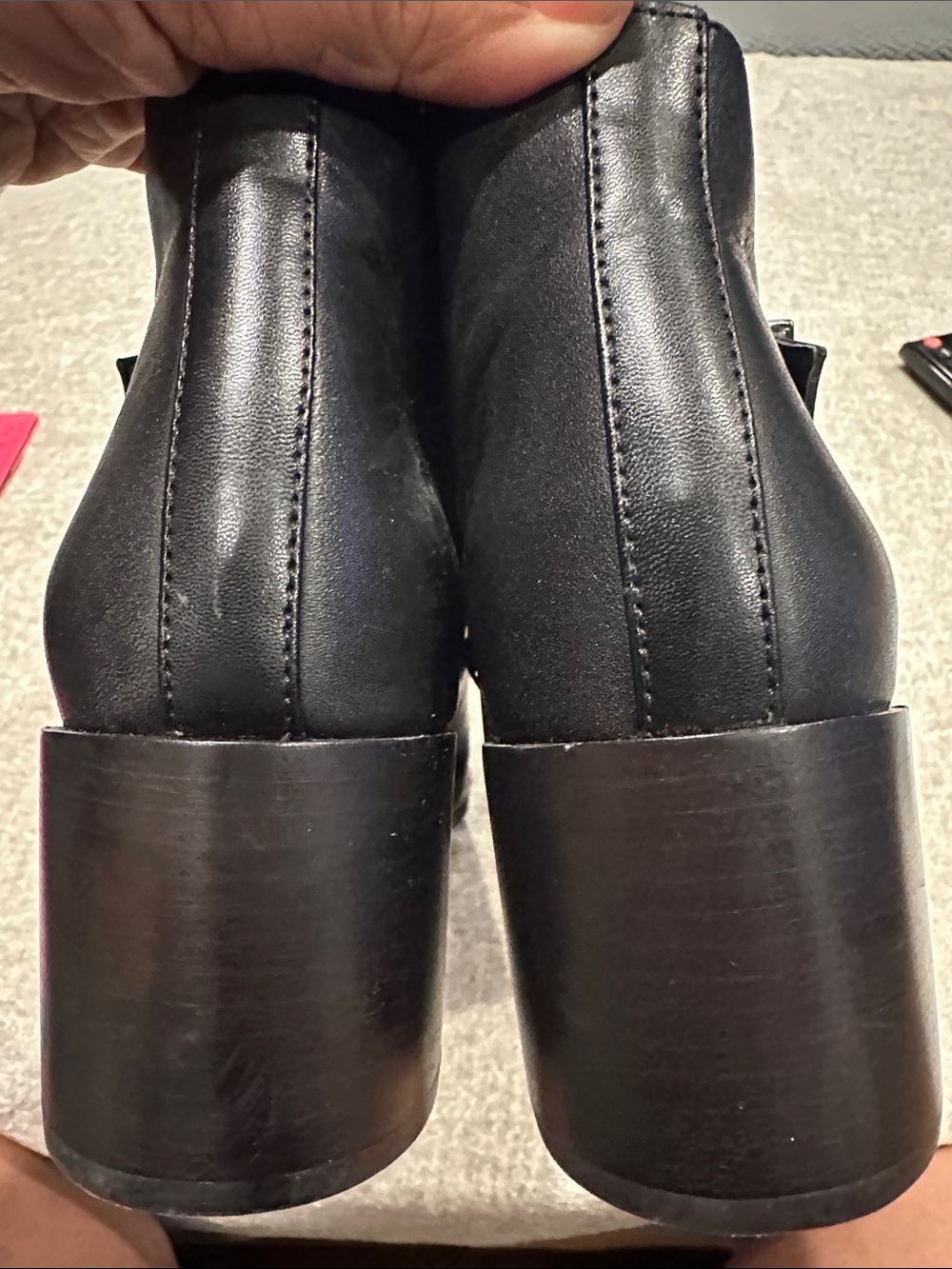Circus by Sam Edelman Black Leather Ankle Boots with Leopard Print Panels - Picture 7 of 12